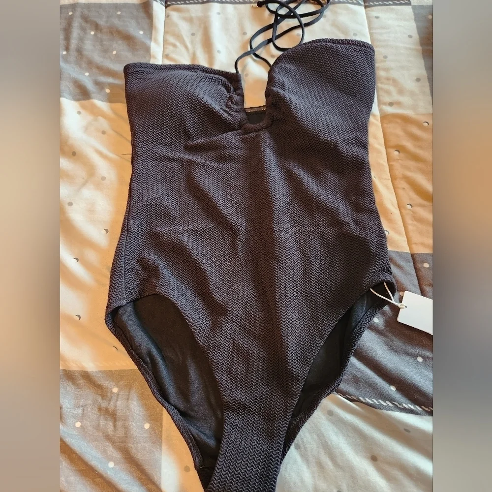 Seafolly Australia Sea Dive Bandeau One Piece Black - Large / 10 NWT